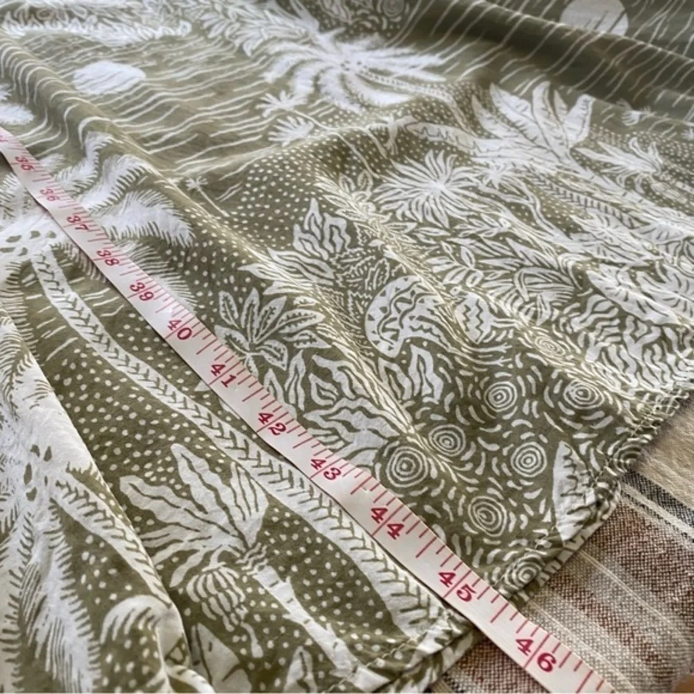 Desmond & Dempsey X H&M Green White Tropical Palm Print Linen Blend Midi Dress S - Picture 14 of 15